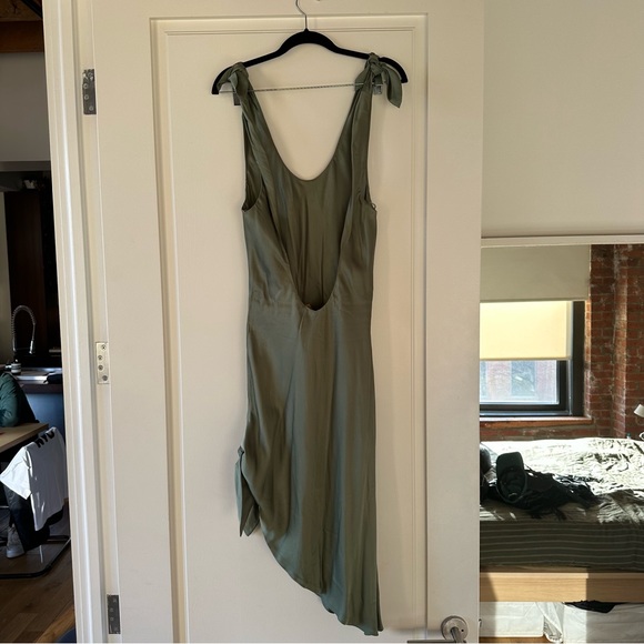 Cult Gaia Delilah Tie Detailed Silk Satin Mini Dress Seaspray M NWT $598.00 - Picture 10 of 10